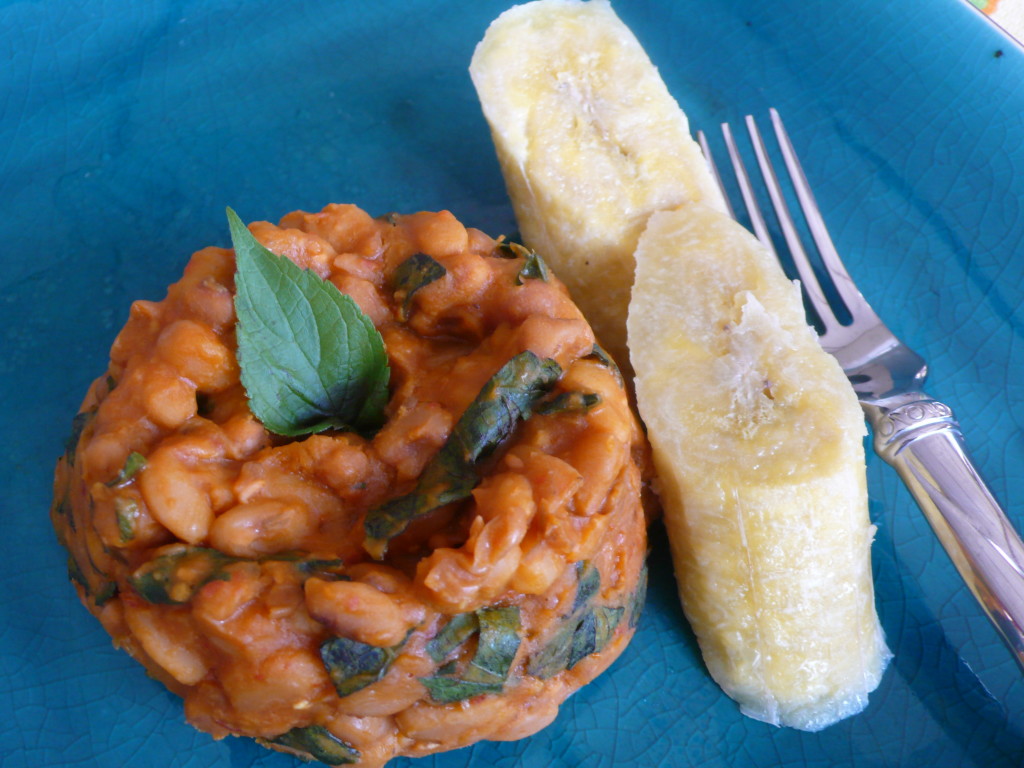 Nigerian beans pottage and plantain